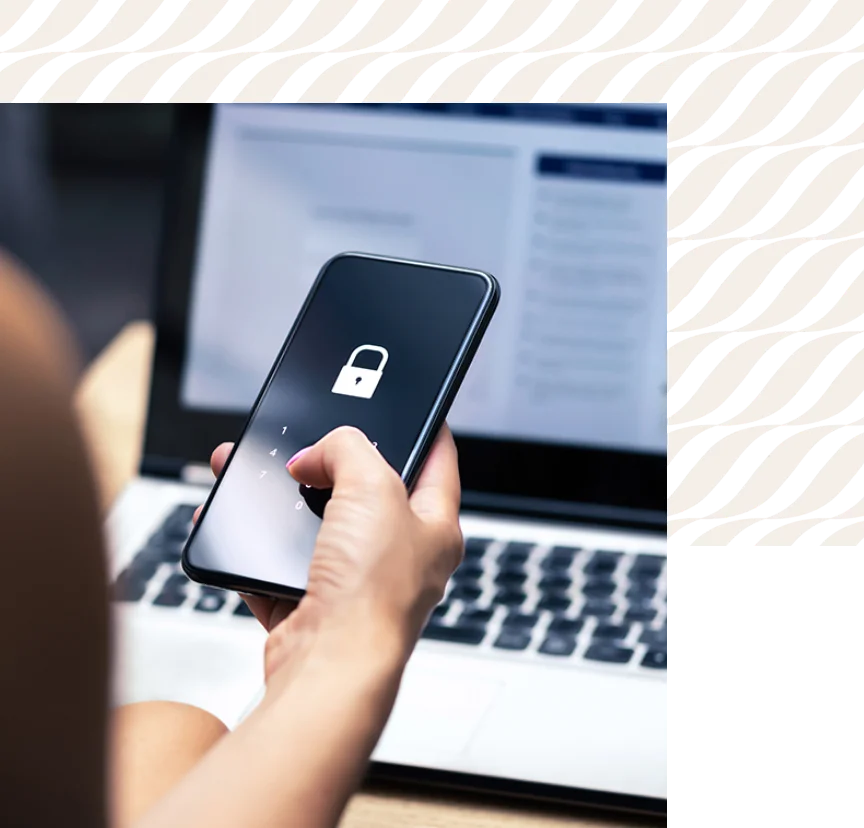 A person unlocking their phone to enter payment information